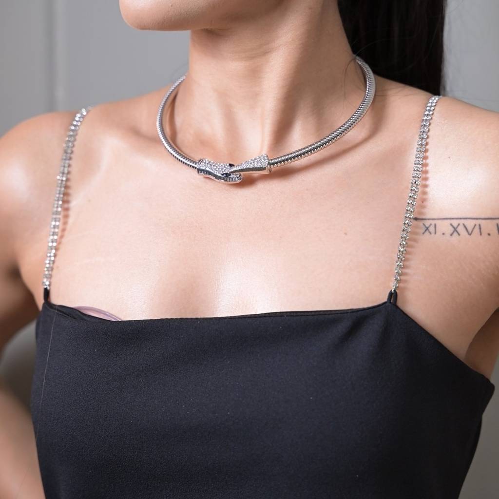 Studded Viper Diamond Choker Necklace : NEC0058