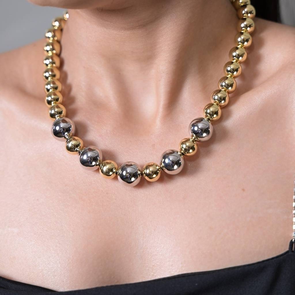 Pearl Beaded Short Gold Necklace : NEC0063