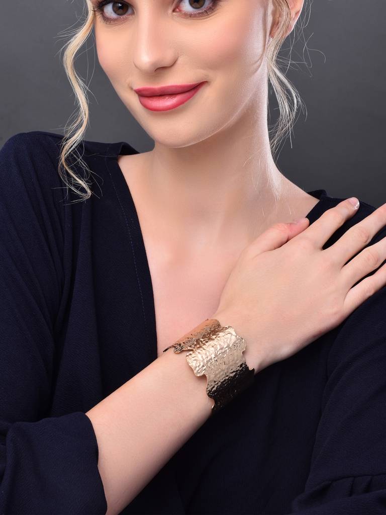 Textured Copper Cuff Bracelet : WBR177ISGLD
