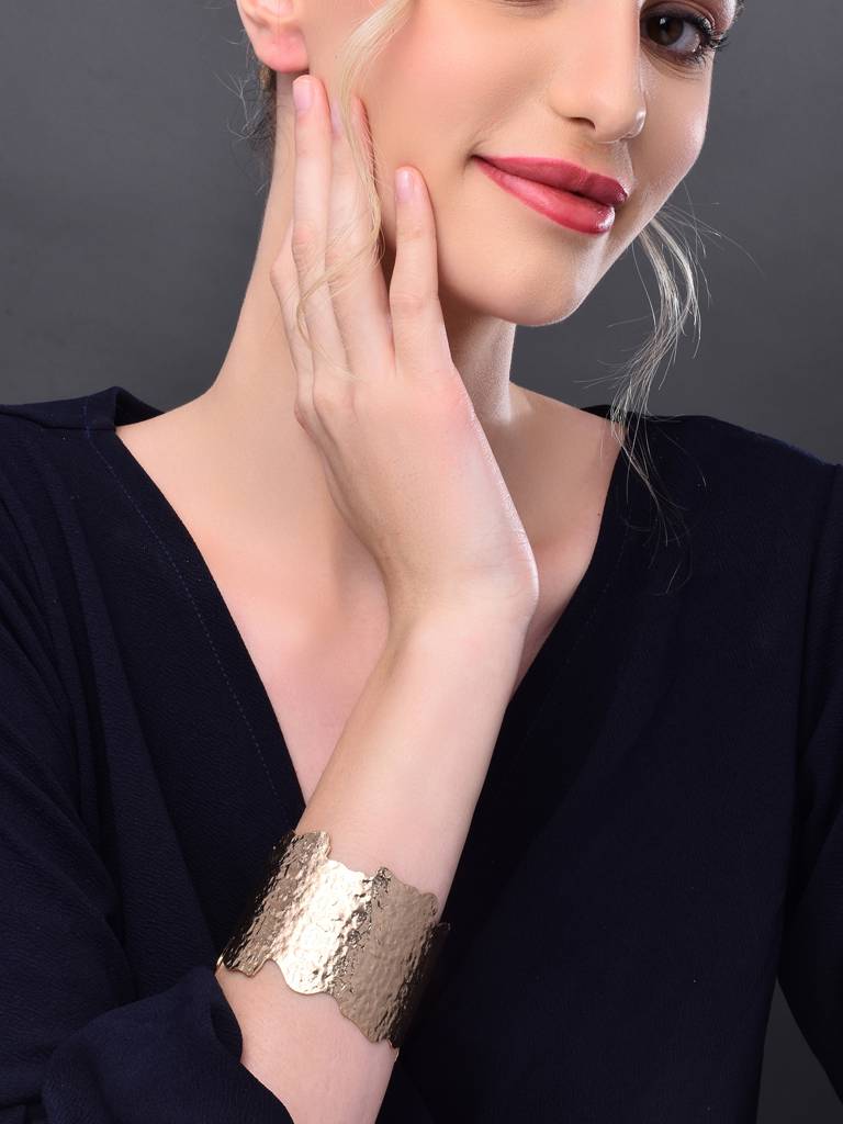Textured Copper Cuff Bracelet : WBR177ISGLD