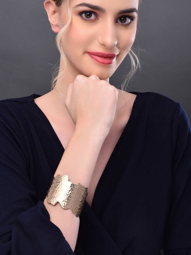 Textured Copper Cuff Bracelet : WBR177ISGLD