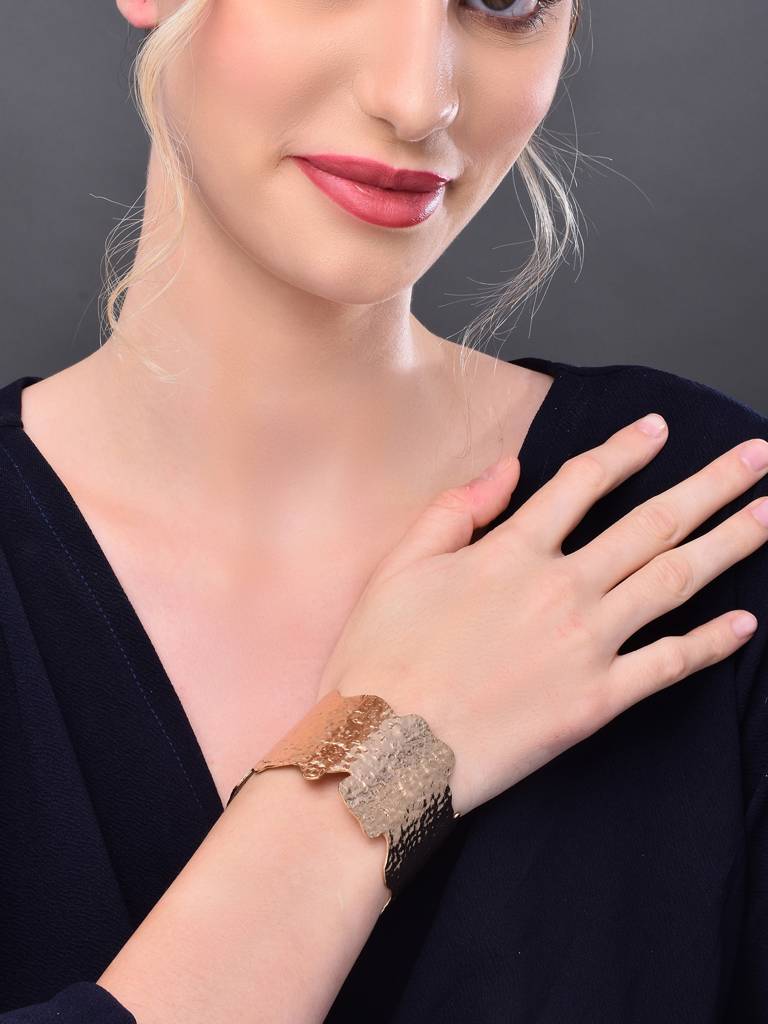Textured Copper Cuff Bracelet : WBR177ISGLD