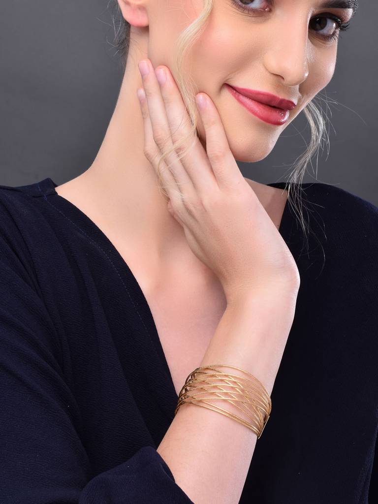 Woven Braided Gold Cuff Bracelet : WBR175ISGLD