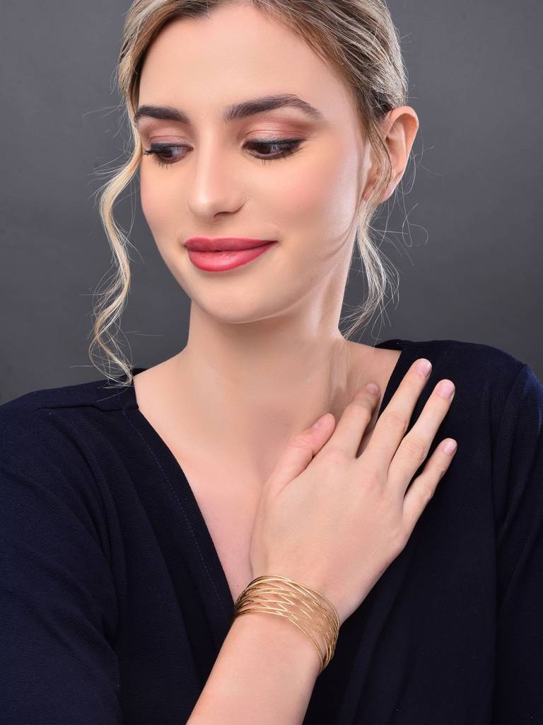 Woven Braided Gold Cuff Bracelet : WBR175ISGLD