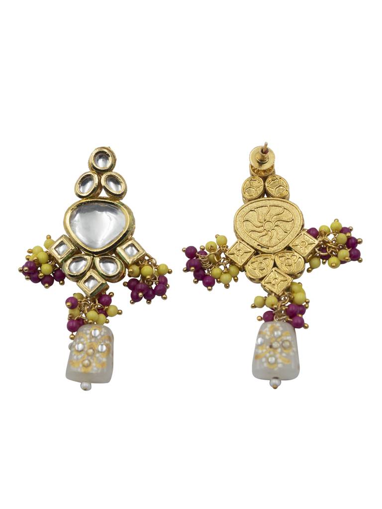 Handcrafted Kundan Bridal Necklace Set With Maangtika : Kundan03Grey