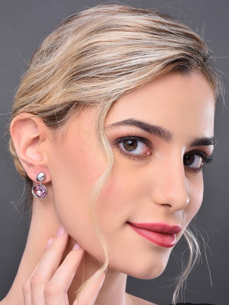 Pink Crystal Stud Earring : WER48MLPNK