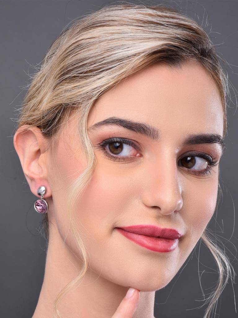 Pink Crystal Stud Earring : WER48MLPNK