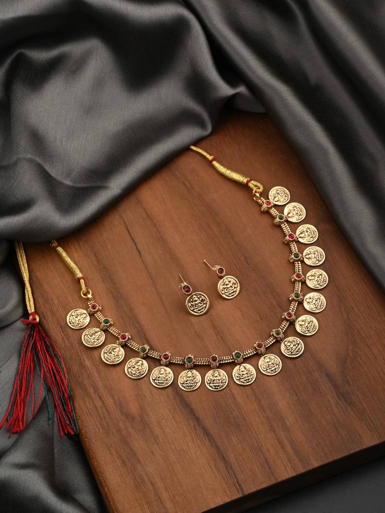 Gold Plated Laxmi Coin Necklace Set : S24MRNKS490MLT