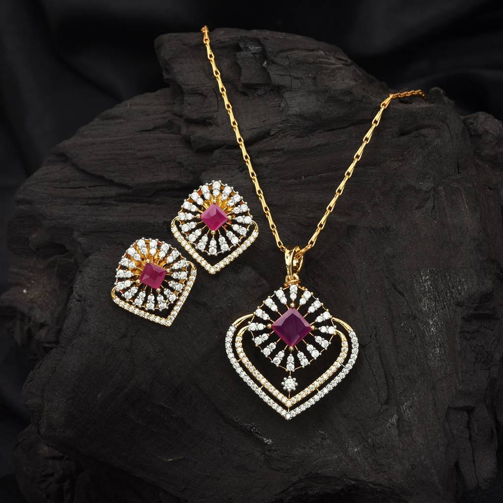 Velora Fine Edge Pendant Set : PJPENGJRCZ269