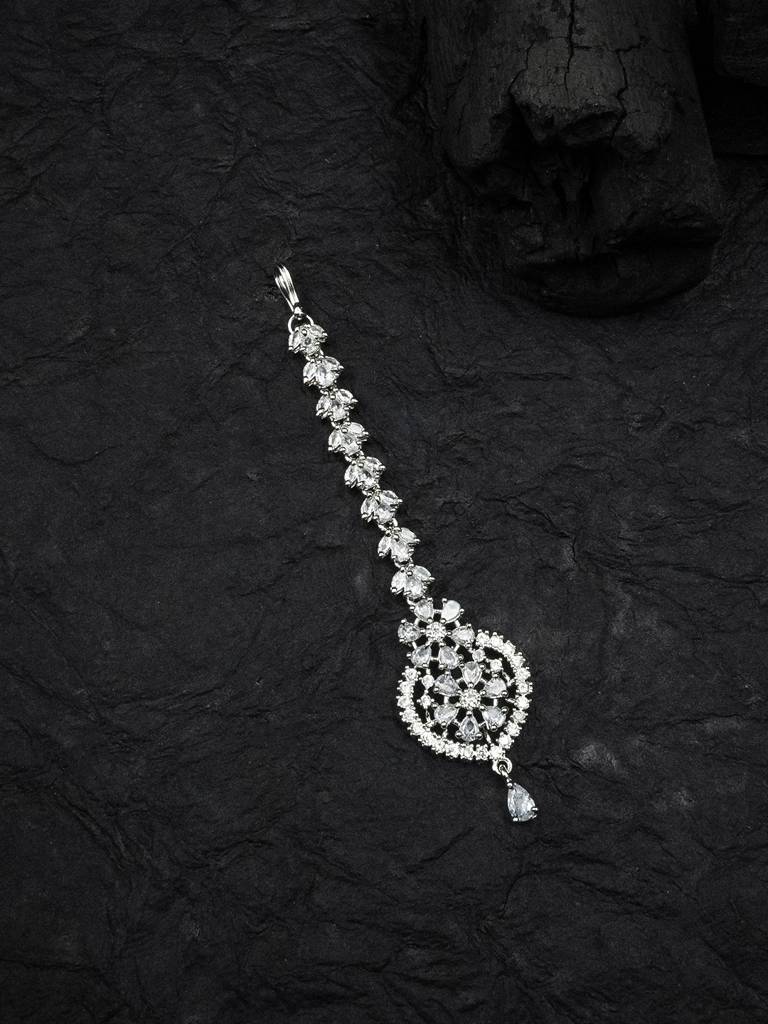 Ad & Cz Maangtikka Â Perfect For Weddings & Parties : ADMT01Silver