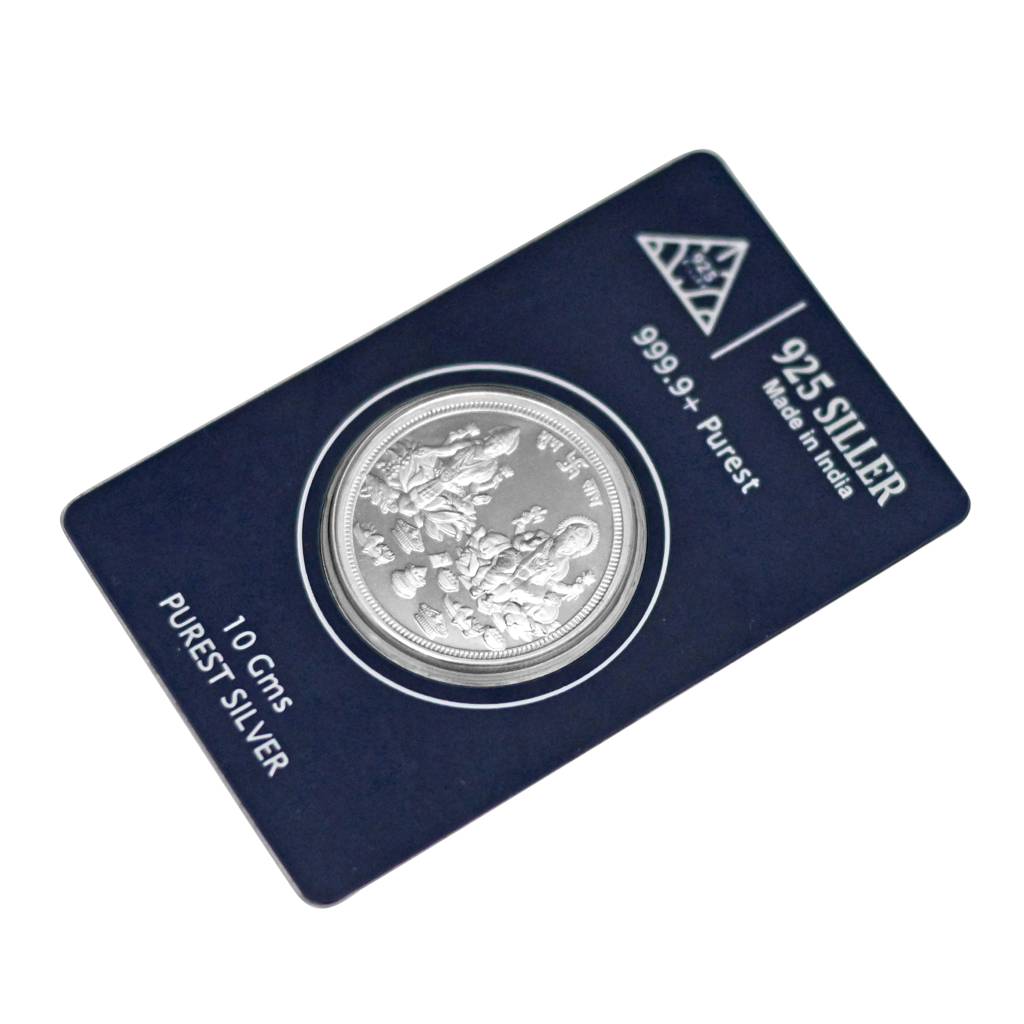 999 Pure Silver Coin | Traditional Lakshmi Ji Ganesh Ji Silver Coin : COIN10LG