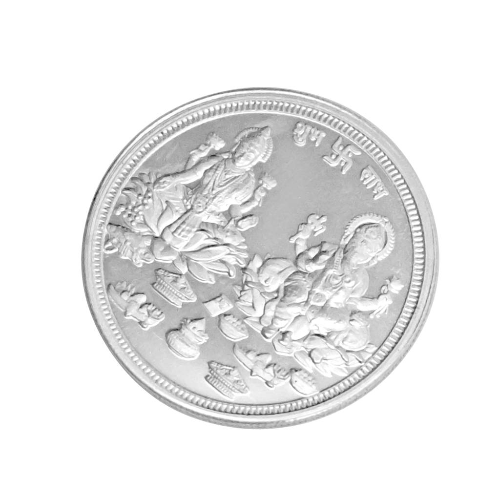 999 Pure Silver Coin | Traditional Lakshmi Ji Ganesh Ji Silver Coin : COIN10LG