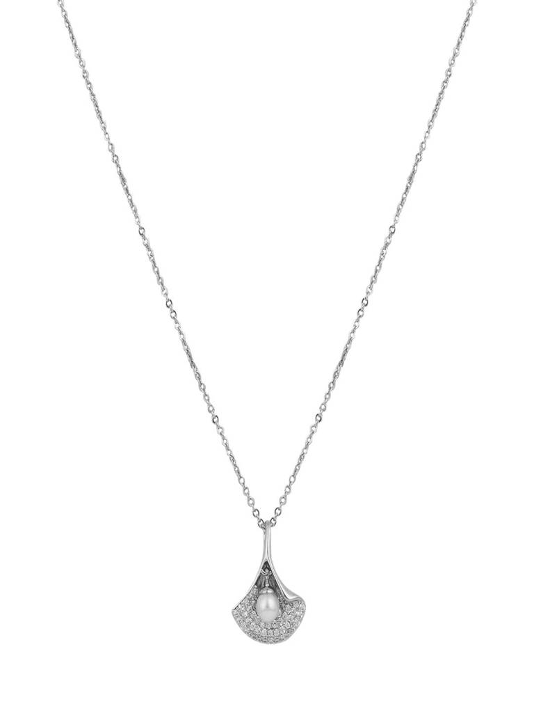 Ad Stone & Pearl Pendant Necklace : WNK94LBSLV