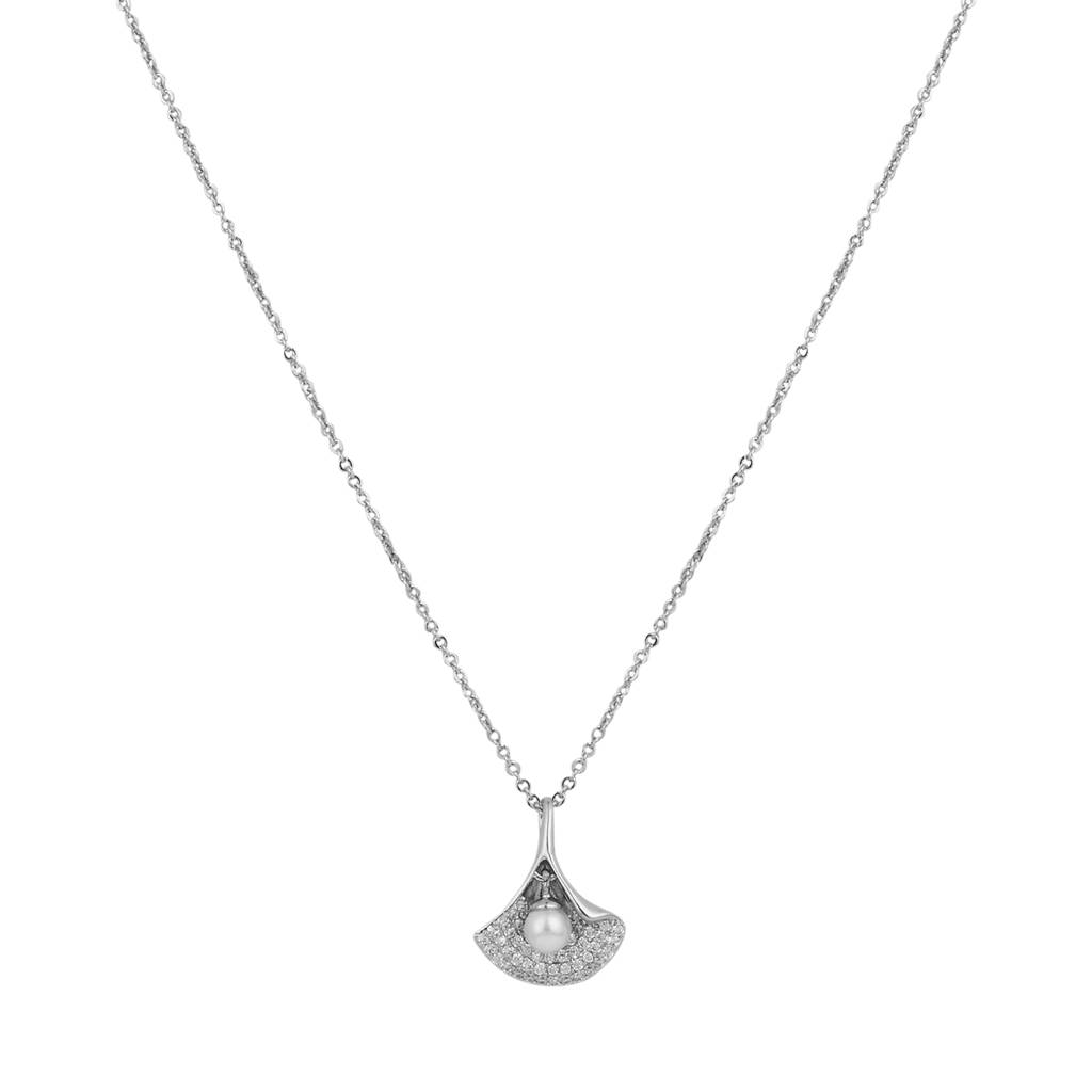 Ad Stone & Pearl Pendant Necklace : WNK94LBSLV
