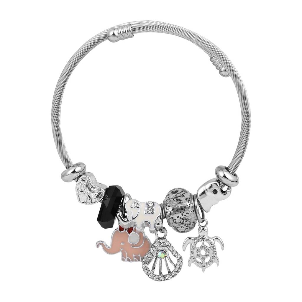 Black & White Charm Adjustable Bangle : WBR148WCSLV