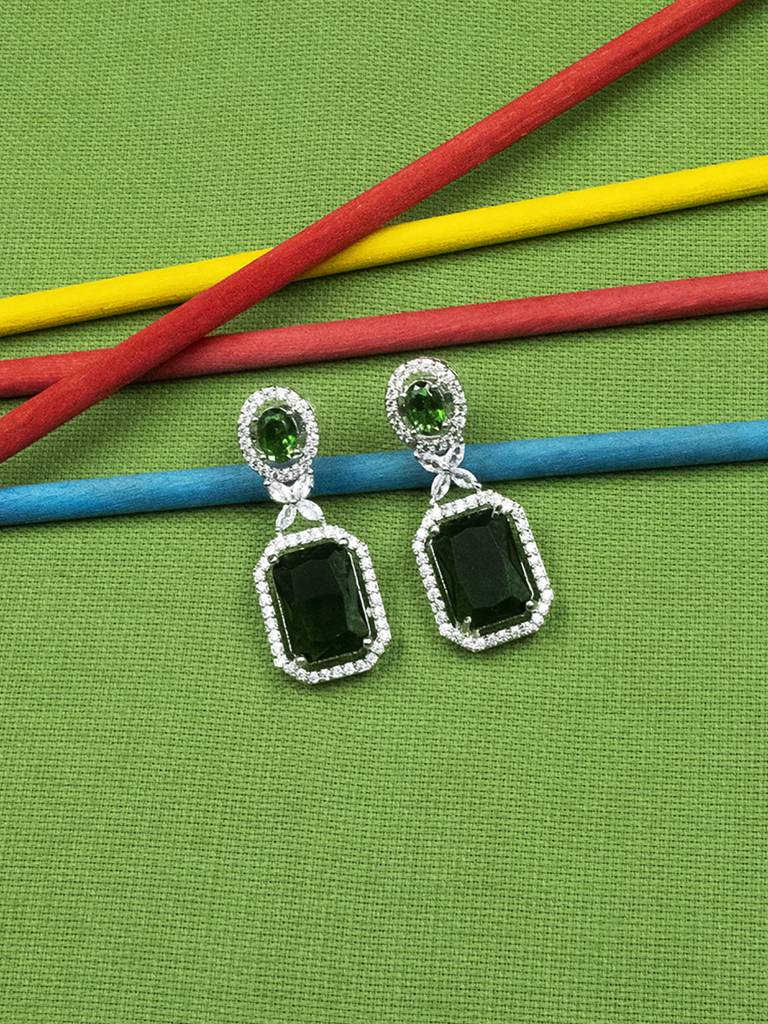 Sparkling Diamond Crystal Stud Earrings : ADEarrings9Green