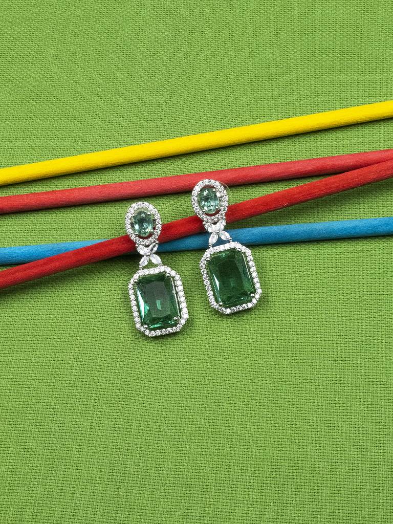 Sparkling Diamond Crystal Stud Earrings : ADEarrings9CrystalGreen