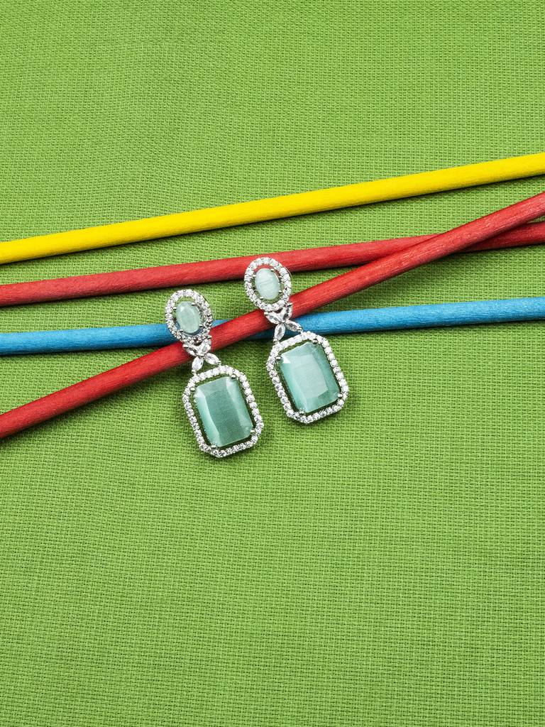 Sparkling Diamond Crystal Stud Earrings : ADEarrings9Mint