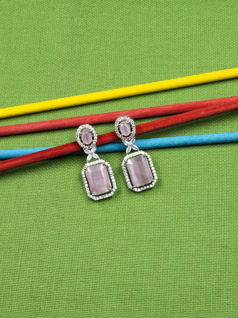 Sparkling Diamond Crystal Stud Earrings : ADEarrings9PastelPink