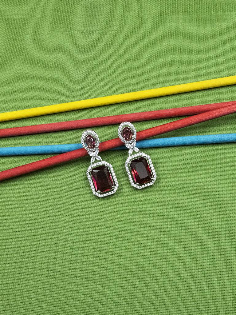 Sparkling Diamond Crystal Stud Earrings : ADEarrings9Red