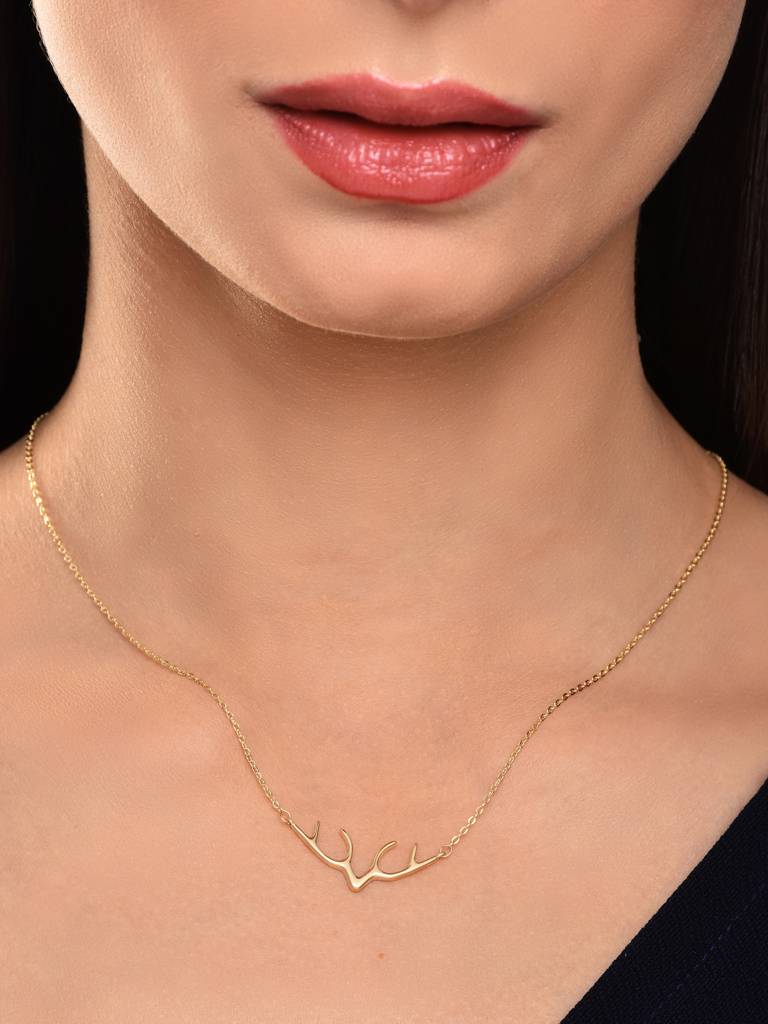 Reindeer Pendant Necklace : WNK98LBGLD