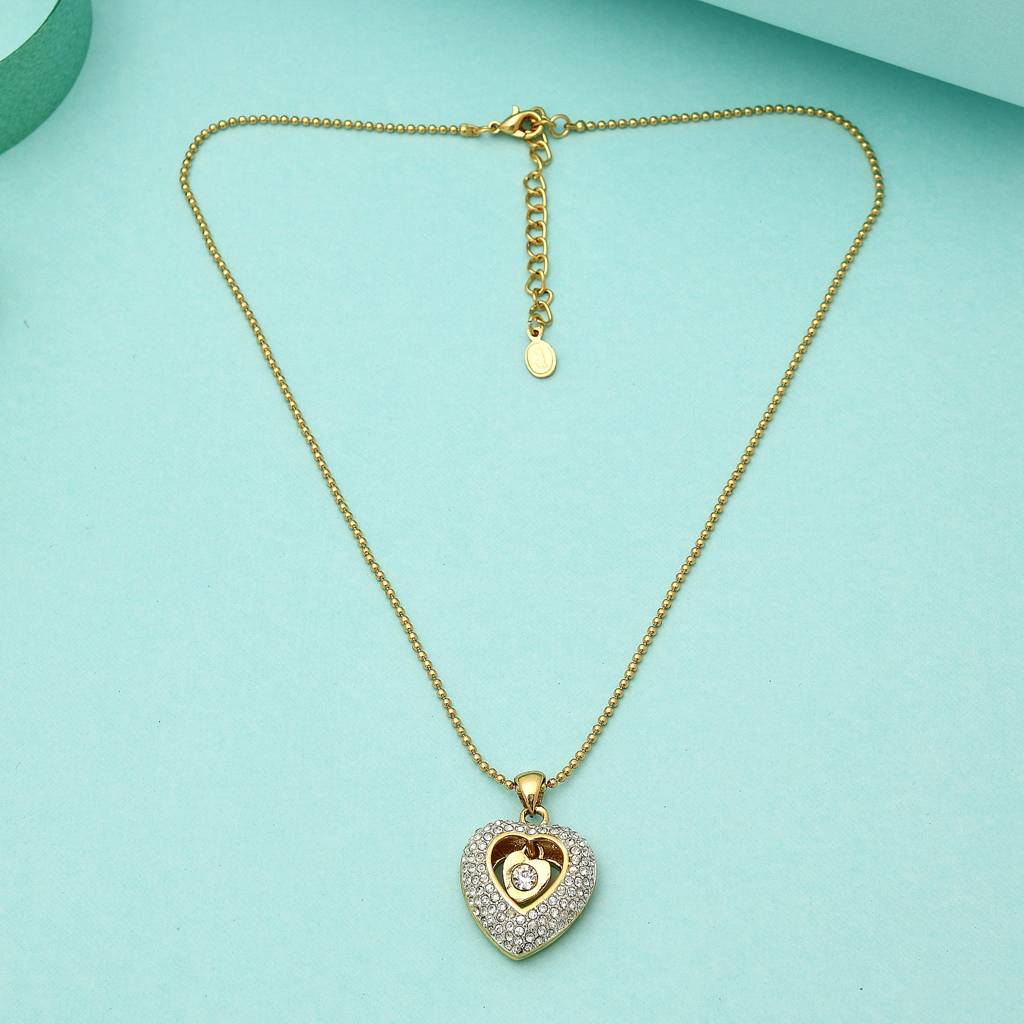 Estele Gold Plated Dancing Heart Pendant With Crystals For Women : 607PENDANT