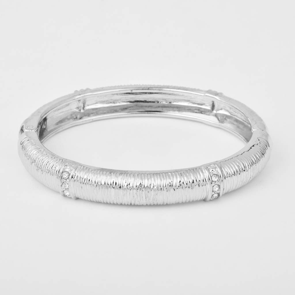 Brushed Stripe Thin Silver Bangle : WBR137WCSLV
