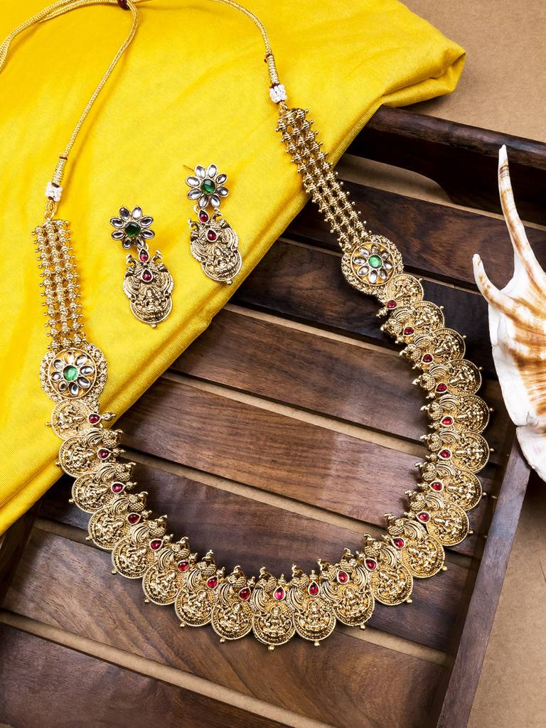 Kemp And Ruby Laxmi Coin Haram Set : SATJS297MULTI