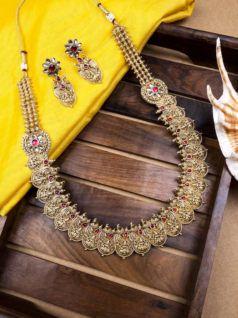 Kemp And Ruby Laxmi Coin Haram Set : SATJS297RED