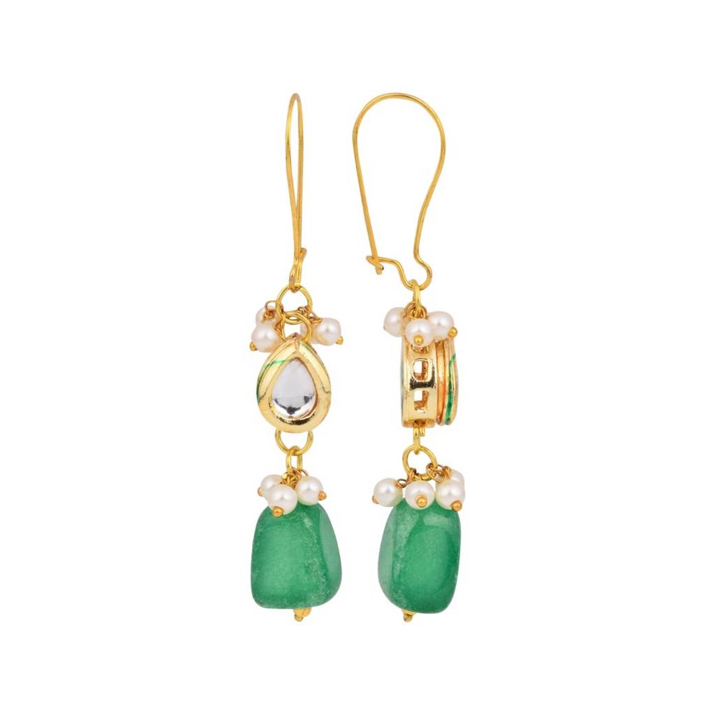 Natural Stone Bead Drop Earrings : S24JJER247GRN