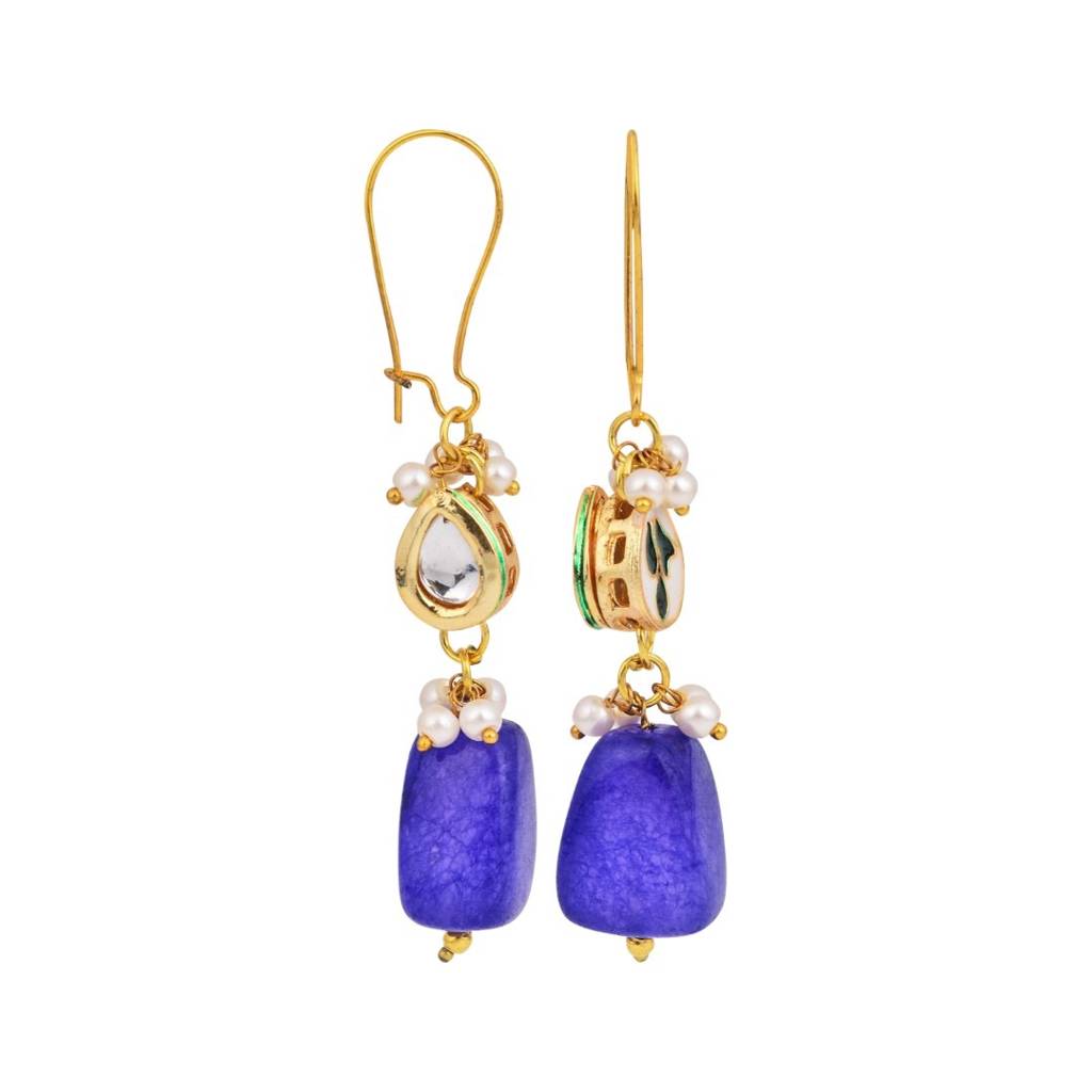 Natural Stone Bead Drop Earrings : S24JJER247BLU