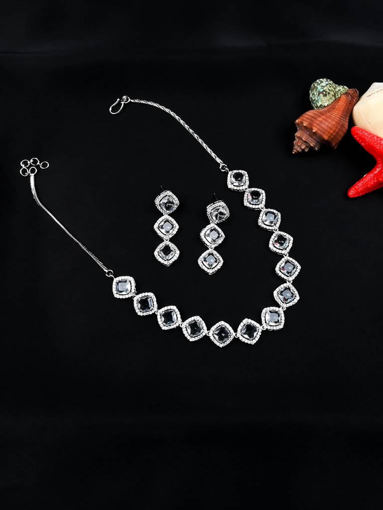 Â Eternal Sparkle:  Ad Sleek Necklace Set : AD132WHITE