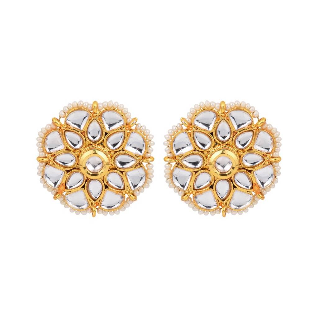 Kundan Choker Necklace Set With Stud Earrings : S24MRNS283GLD