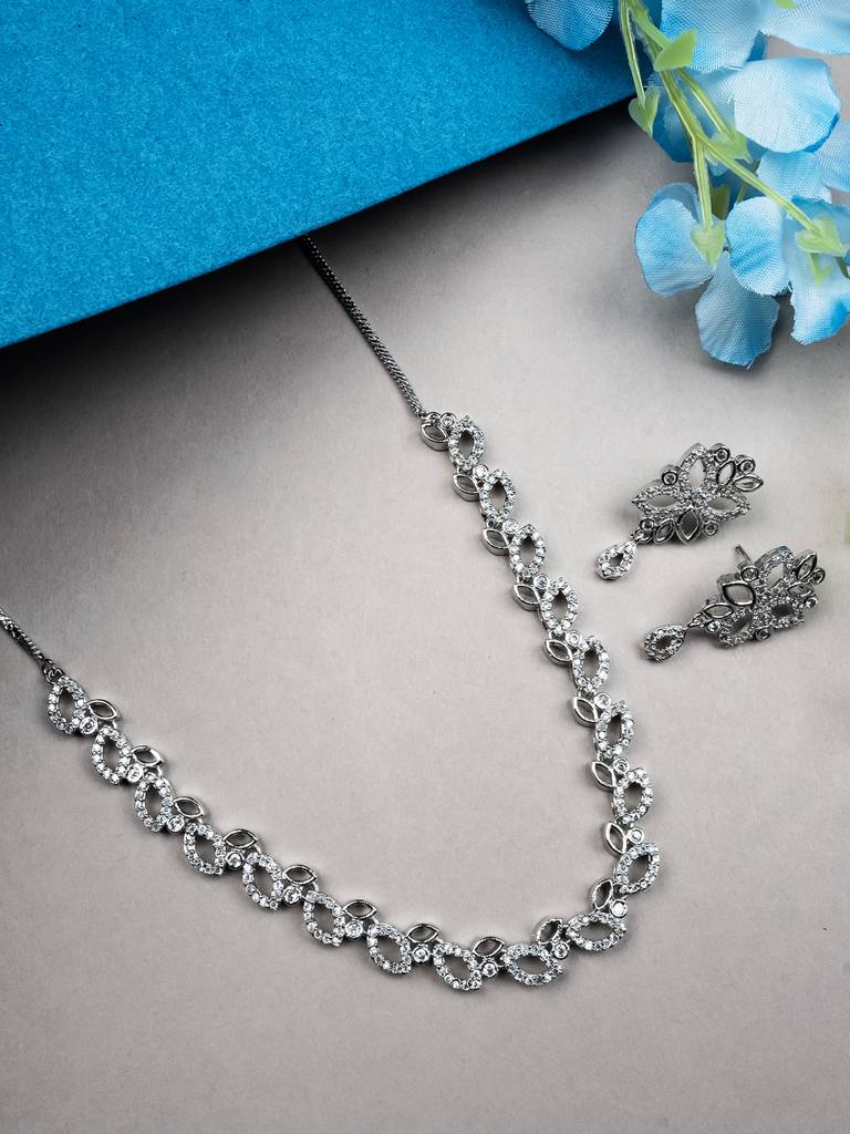 Ad Bela Necklace Set : AD133SILVER