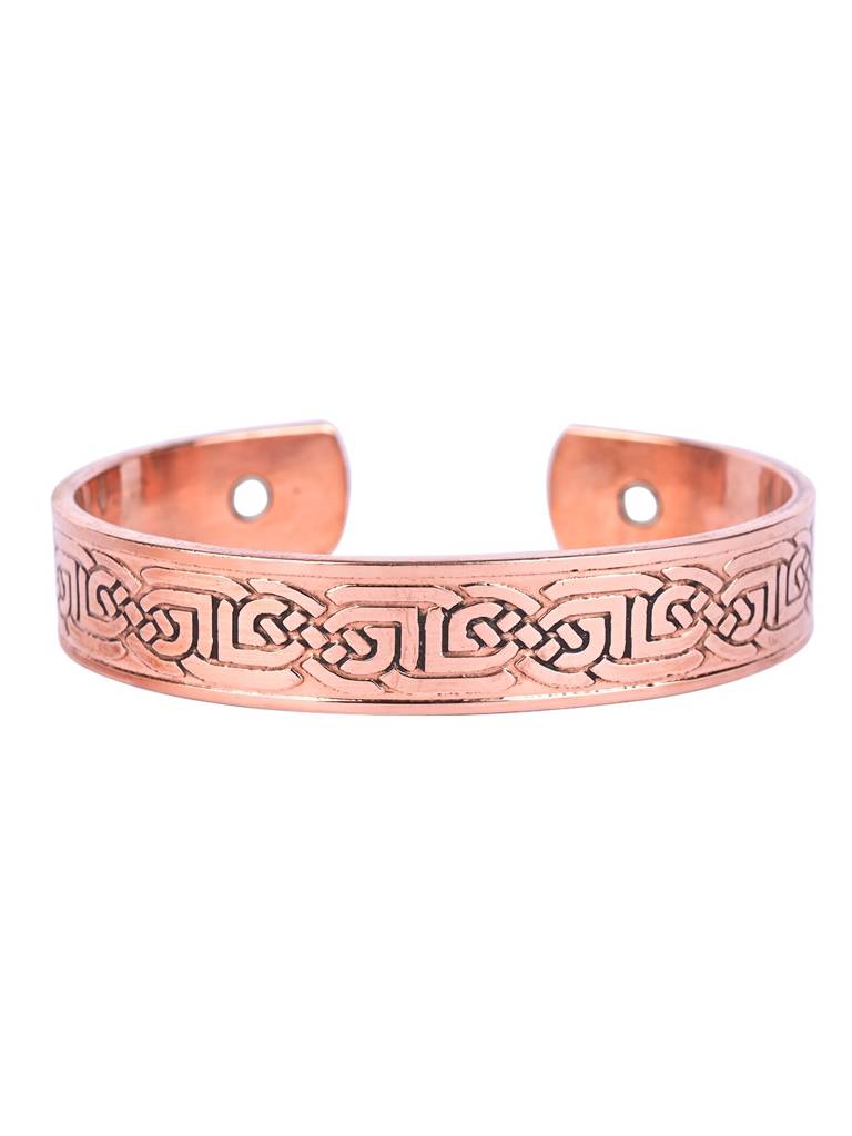 Pure Copper Magnetic Therapy Curve Band - Kada For Arthritis Relief – Adjustable, Stylish Design With 6 Po : COPPER-BAND-CURVE