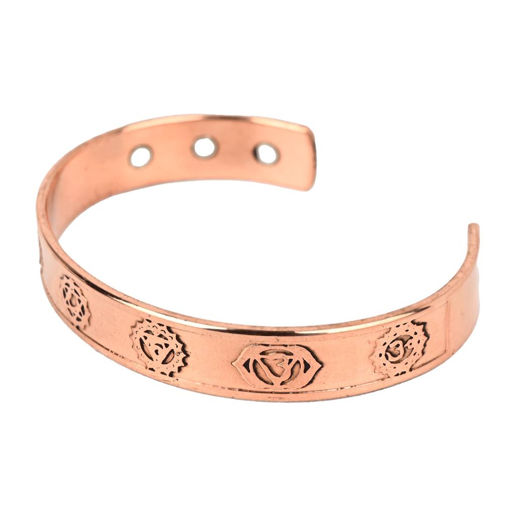 Pure Copper Healing Kada – Unisex Magnetic Cuff With 7 Chakra Engraving : SEVEN-CHAKRA-COPPER-KADA
