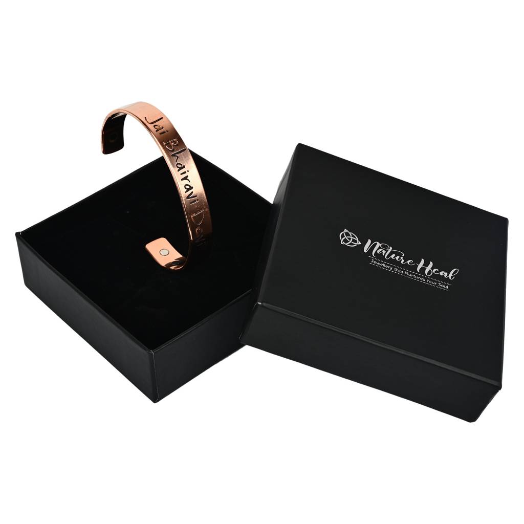 Pure Copper Healing Kada – Unisex Magnetic Cuff With Bhairavi Devi : BHAIRAVI-DEVI-COPPER-KADA