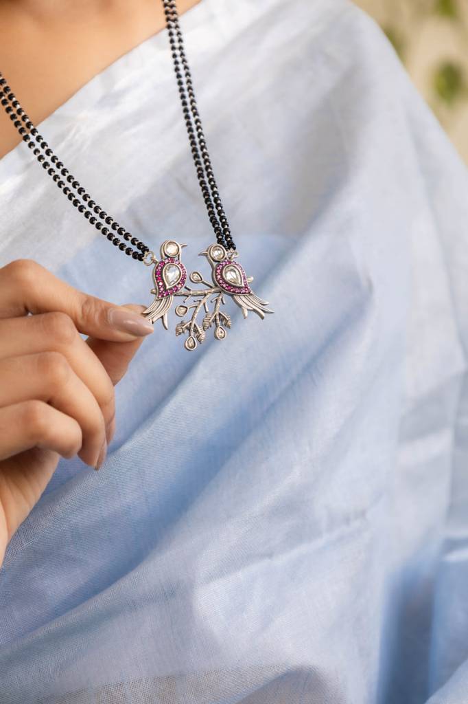 925 Sterling Silver Dulari Chidiya Statement Mangalsutra : SR6009