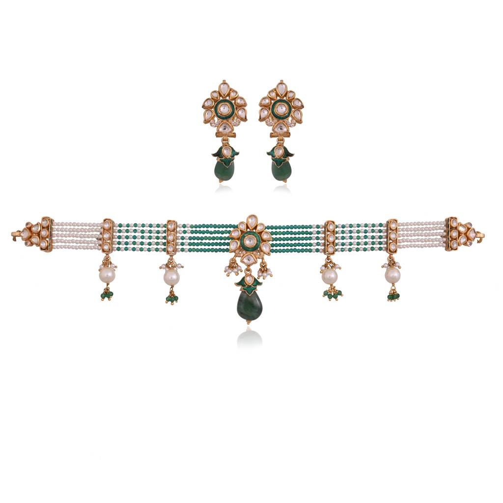 Zehra Choker Set In Jadau With Meenakari : E-CH-104