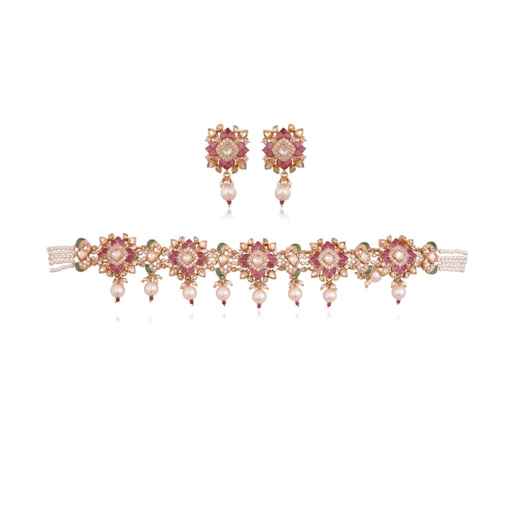 Rose Aura Jadau Choker Set : E-CH-110