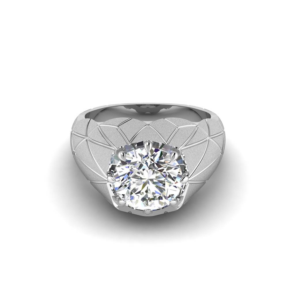 Architectural Facet Lab Grown Diamomd Gold Ring : E00107SE155_1_3R14WDEFVSL