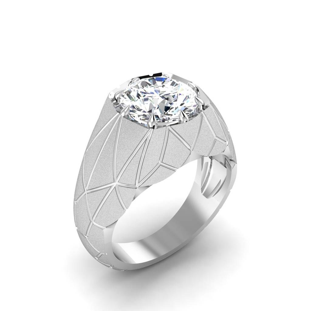 Architectural Facet Lab Grown Diamomd Gold Ring : E00107SE155_1_3R14WDEFVSL