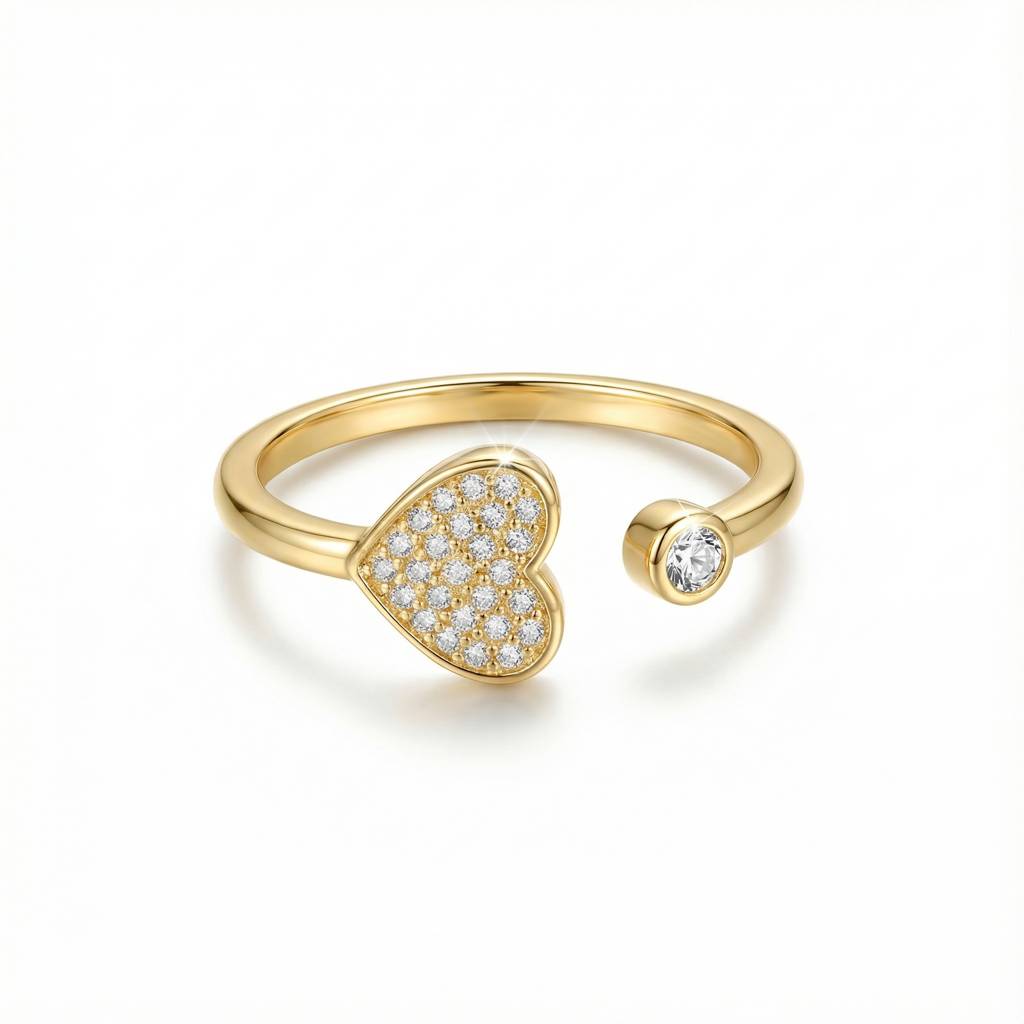 Korean Amora Pave Heart Bypass Ring : YUFSRG214