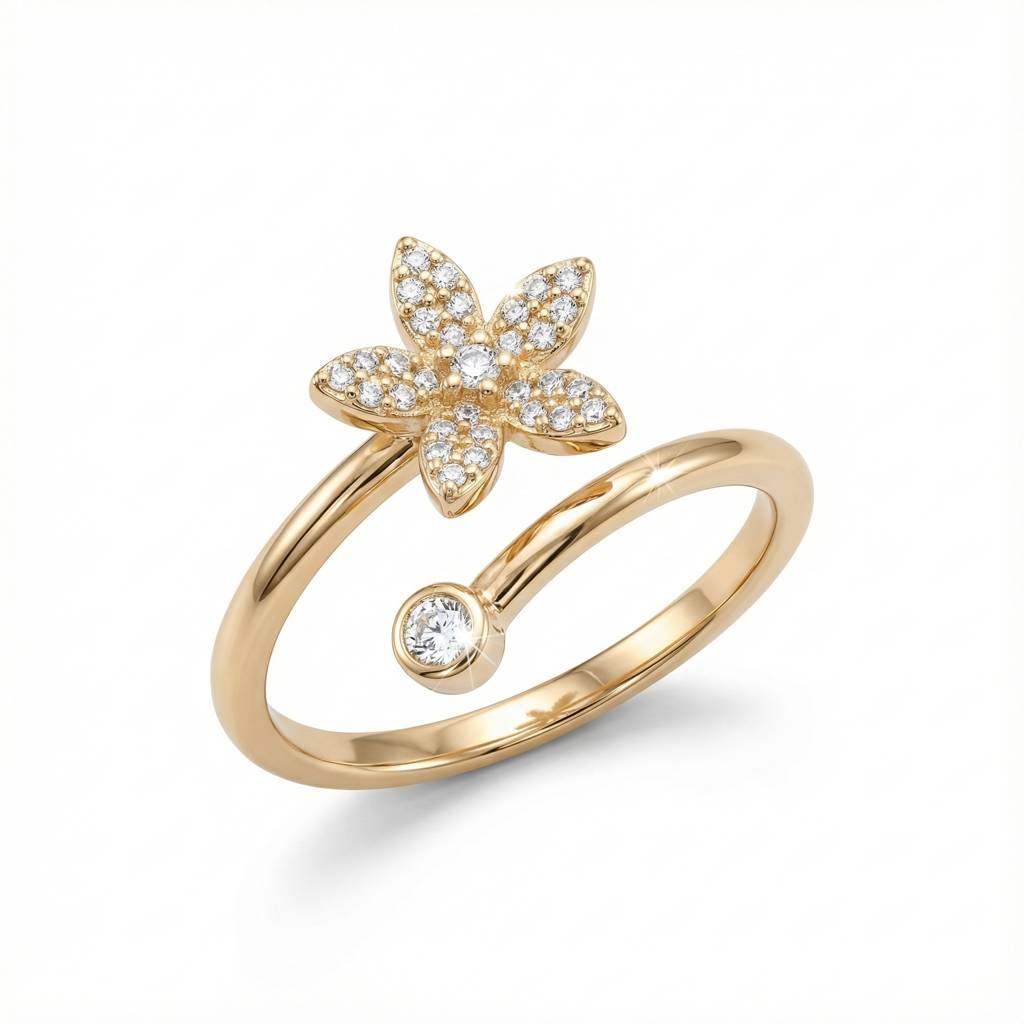 Korean Golden Jasmine Pavã© Bypass Ring : YUFSRG211