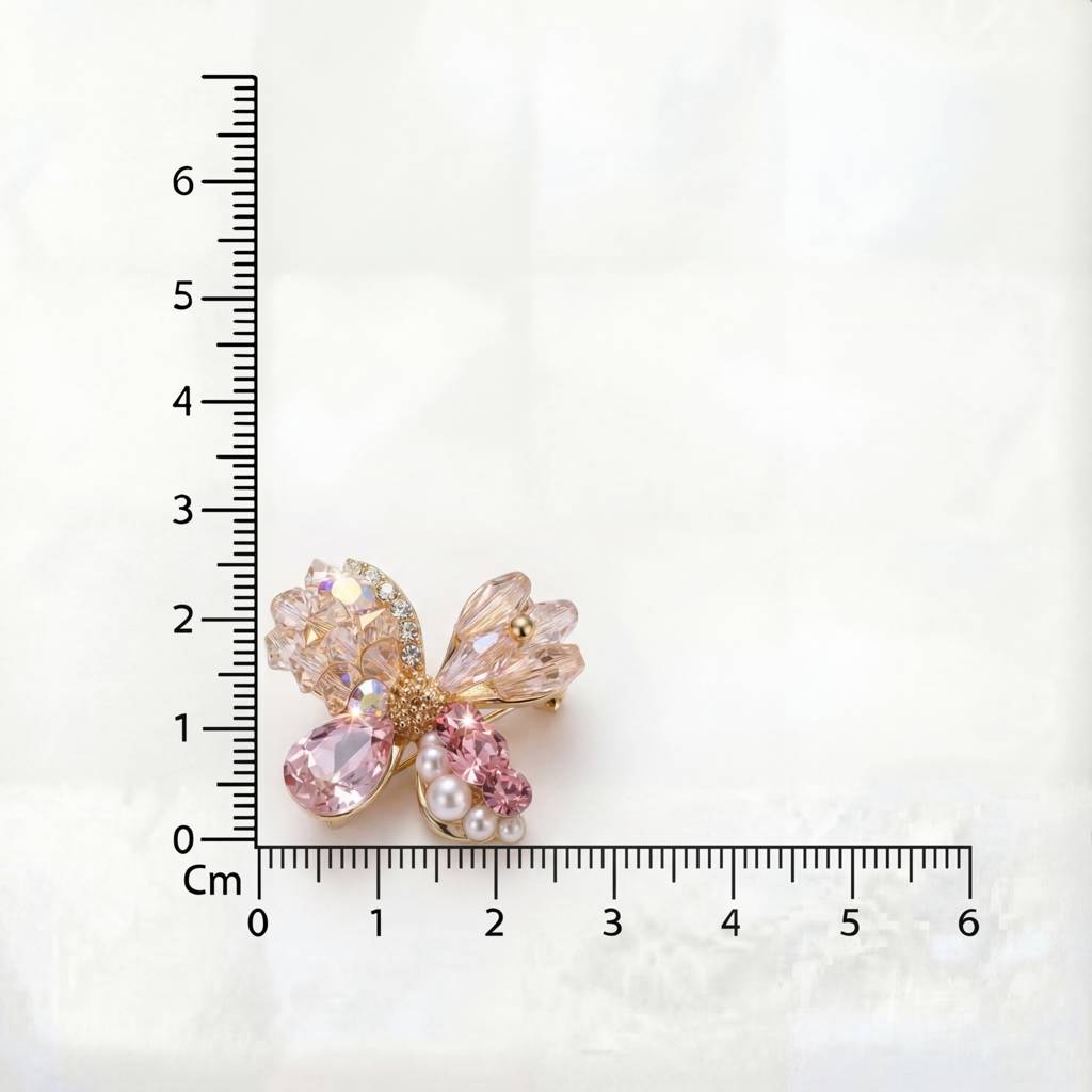 Korean Golden Blossom Crystal & Pearl Brooch : YUFSBH004