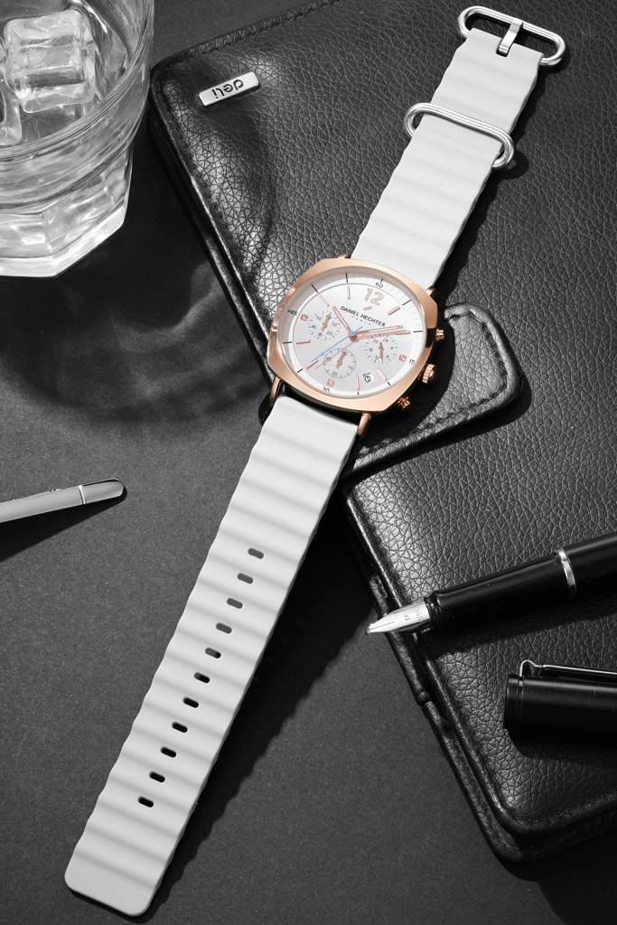 Daniel Hechter Paris Cluny Collection Multifunction Watch For Men With Round Dial, Date Display And Wavy Pattern  : DHM1019-04