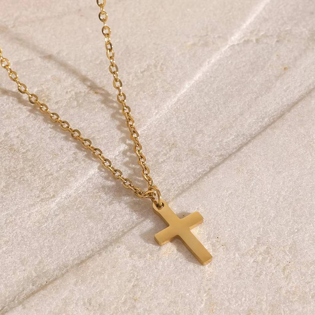 Gold Plated Daily Wear Elegant Cross Necklace : DIMPN040