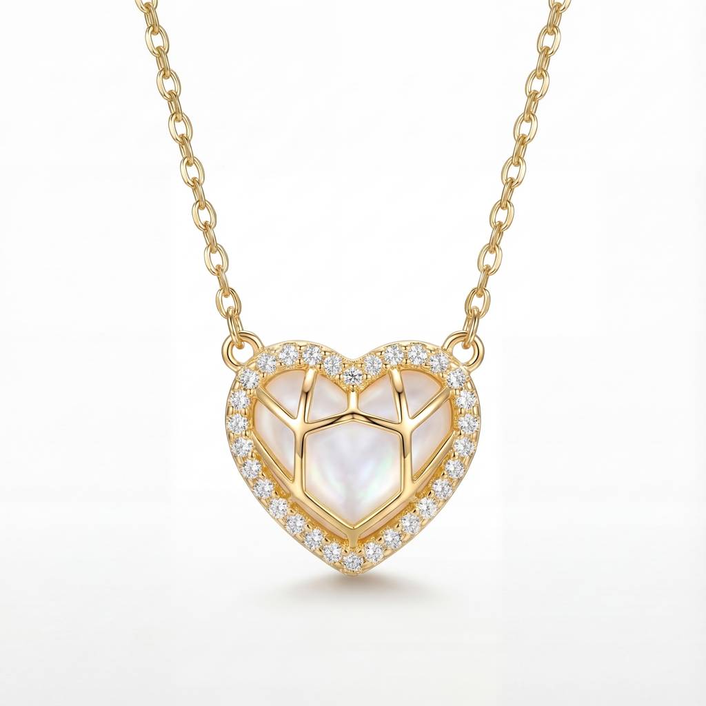 Themosaic" Geometric Heart Necklace : YUFSNL216