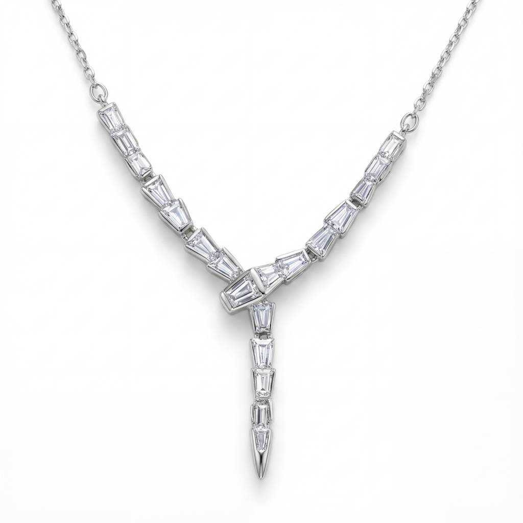 Korean Tapered Baguette Y-Necklace : YUFSNL233