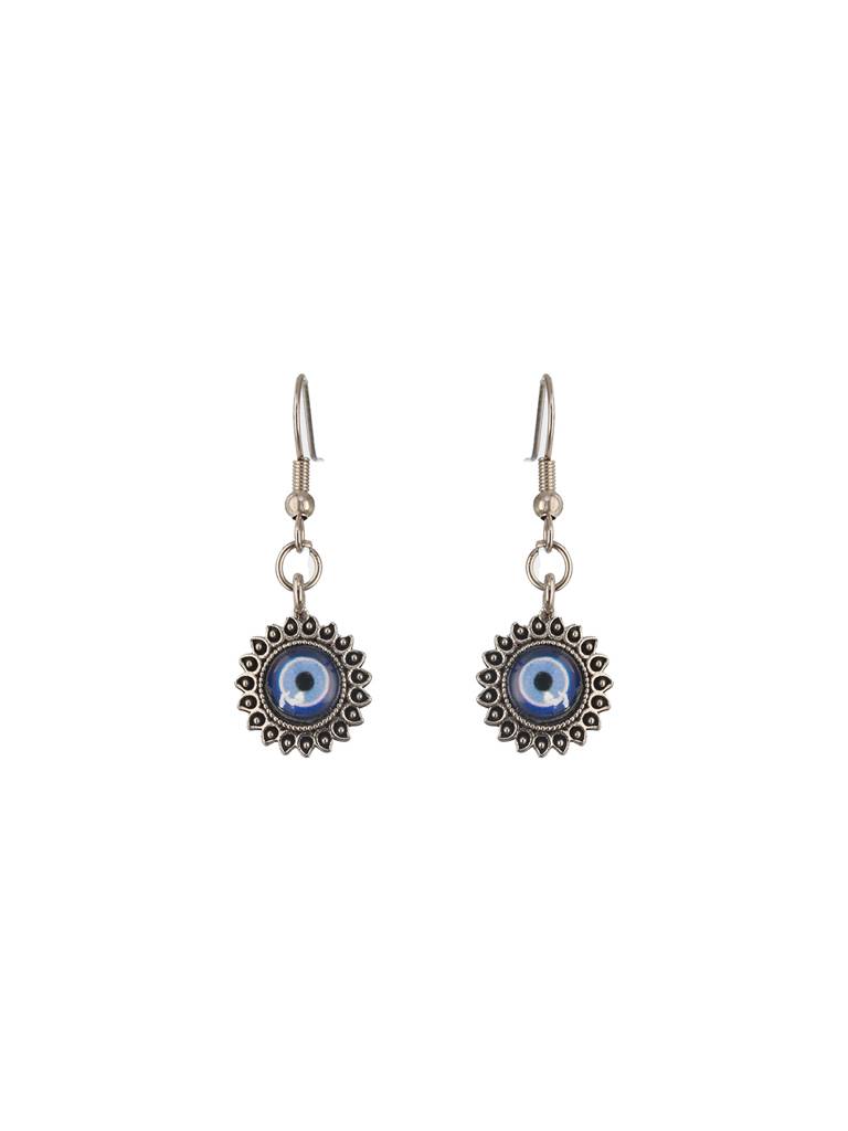 Silver-Plated Oxidised Eveil Eye Necklace & Earrings : NL-JS24-40406
